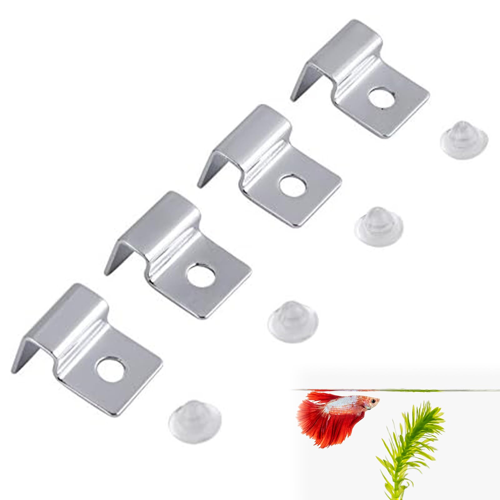 SEMINISMAR Clip De Tapa De Acuario,Soporte De Tapa De Vidrio De Acuario,Soporte De Clip De Tapa De Acuario,Soporte De Acuario De Acero Inoxidable,Clip De Tapa De Vidrio De Acuario,6 mm,4 Piezas