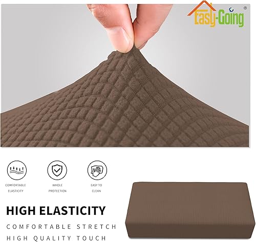 Vista 540 de Easy-Going - Funda elástica para taburete otomano, funda protectora para muebles, funda rectangular con parte inferior elástica Beige