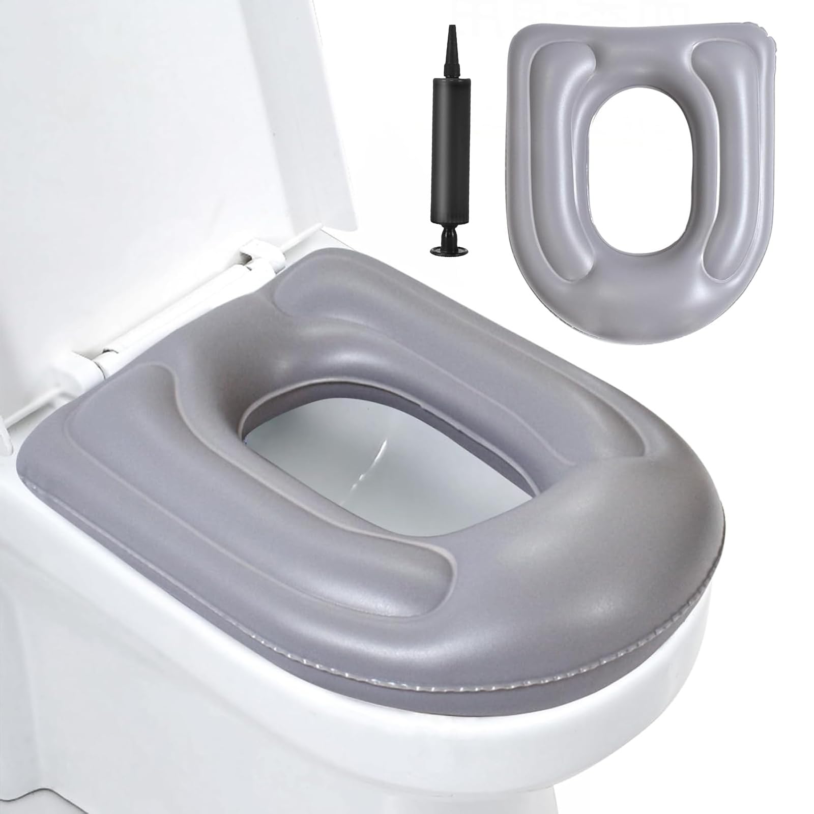 SUNOYA Cuscino gonfiabile per WC con ventosa, copriwater regolabile in altezza, impermeabile, per anziani, adulti disabili
