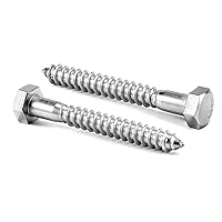 Vista 13 de Tornillos tirafondos de cabeza hexagonal de 5/16" x 3" pulgadas, 20 piezas, acero inoxidable 304 18-8, rosca parcial, tornillos para madera