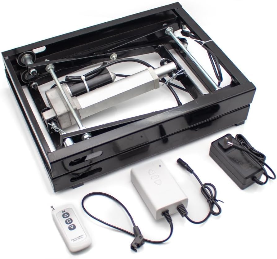 Jieotwice Electric Lifting Table Stand Platform Max Load 80KG Lifting Hardware Folding Iron Frame Wired Remote Control 400x300MM