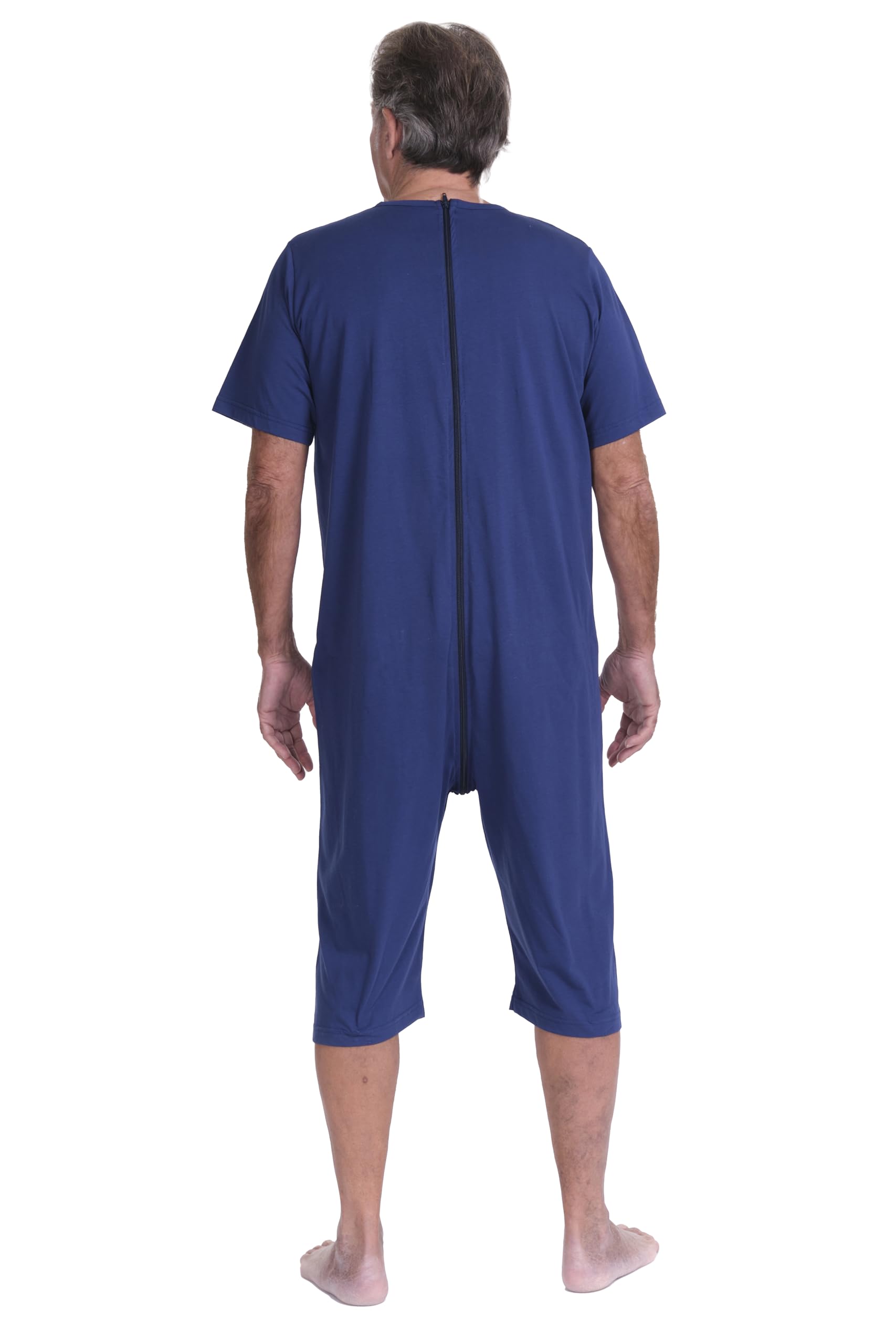 FERRUCCI COMFORT Pigiama tutone Sanitario con Zip per Anziani in Cotone Salute con Manica Corta e Pantalone Corto - 9078 MC PC - Realizzato in Italia