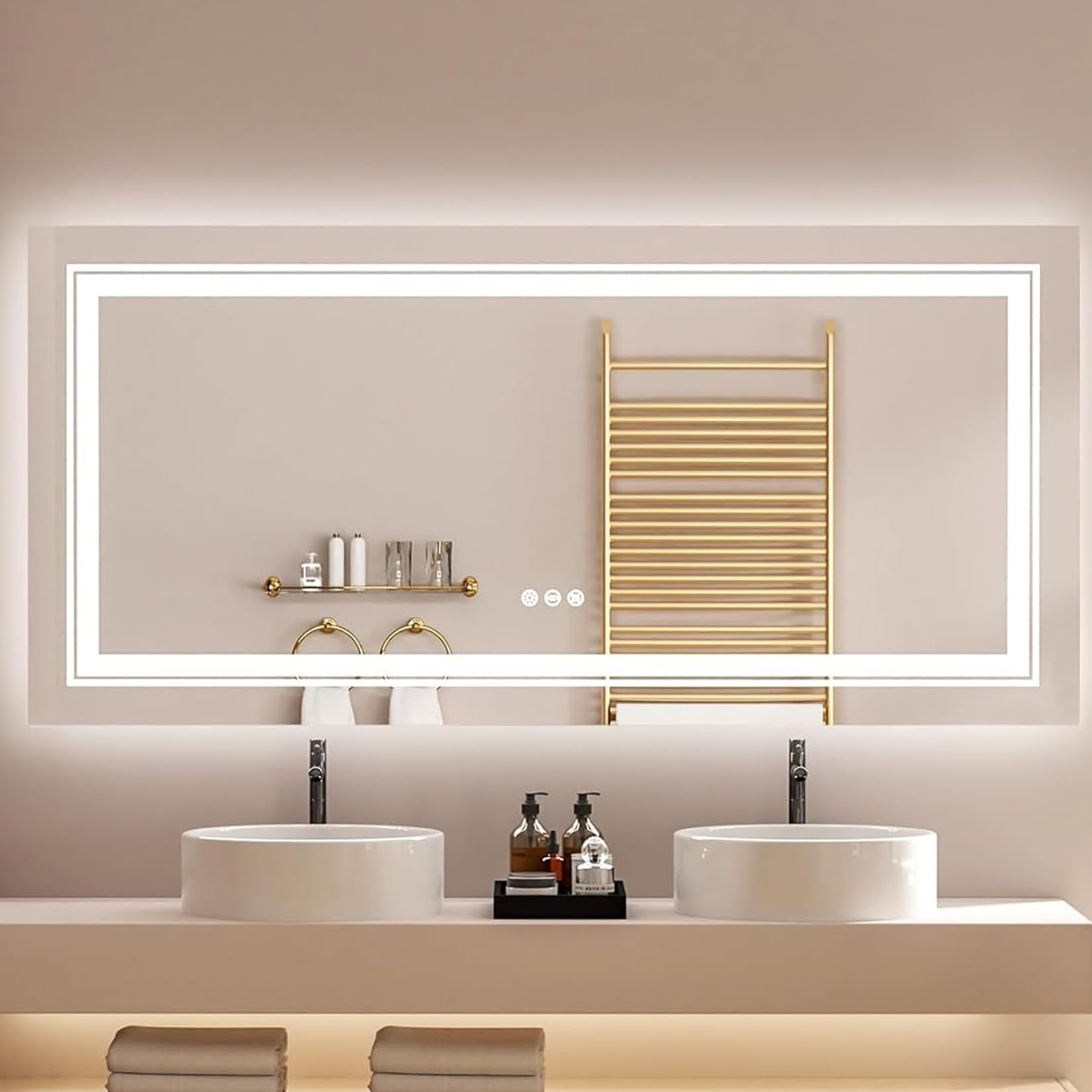 LUVODI Espejo Baño con Luz 140 x 70 cm Espejo con Luz Led Grande Cuerpo Entero Pared Antivaho Espejo Baño Led Rectangular con Luz Frente y Retroiluminado Regulable Inteligente Marco Alumnio, CE, IP56