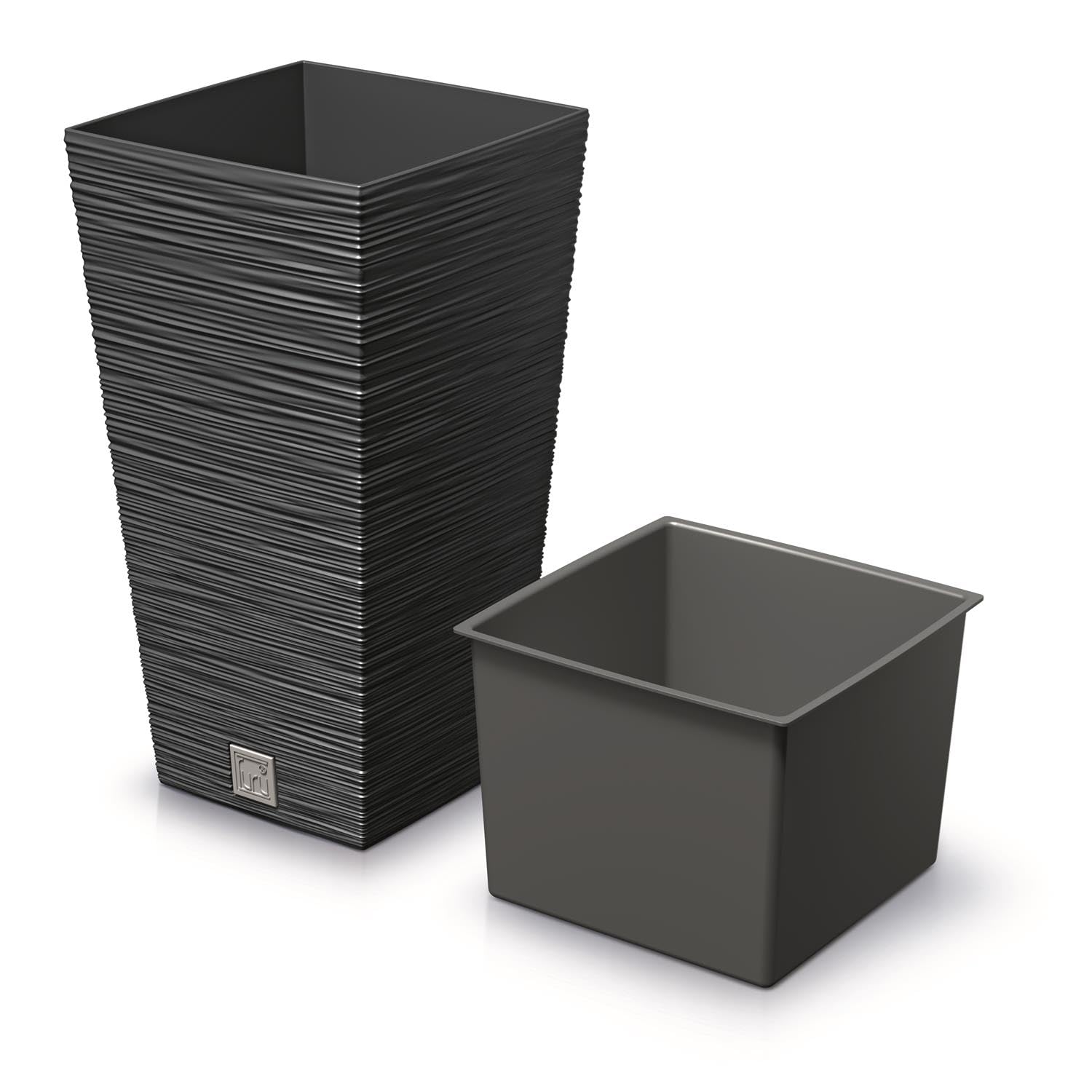 Prosperplast Anthracite Furu Collection Planter With Tank 20 X 20 X 38 Cm Capacity 5 Litres