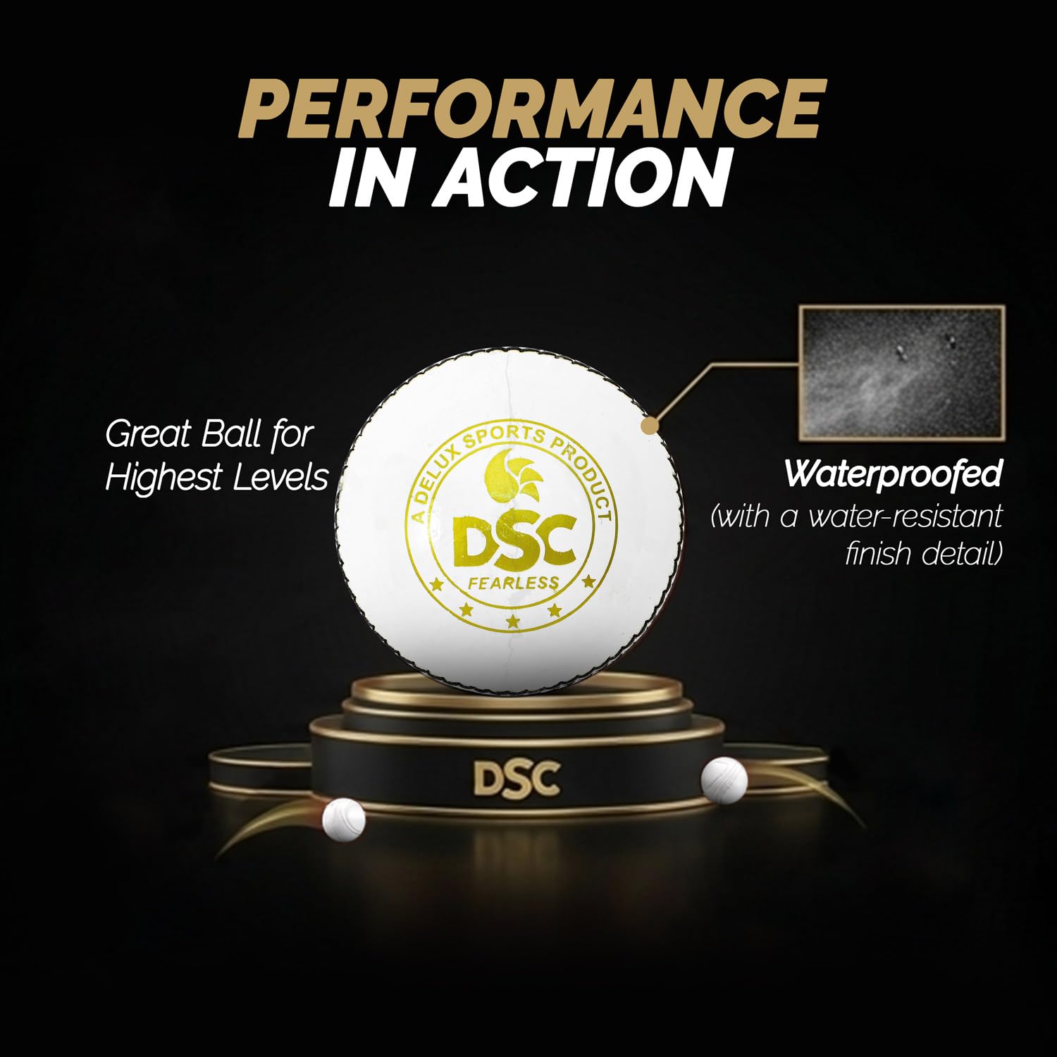 DSC Grade Leather Cricket Ball | Water Proofed Leather Ball | Suitable for Practice Game | Tournament Game Cork