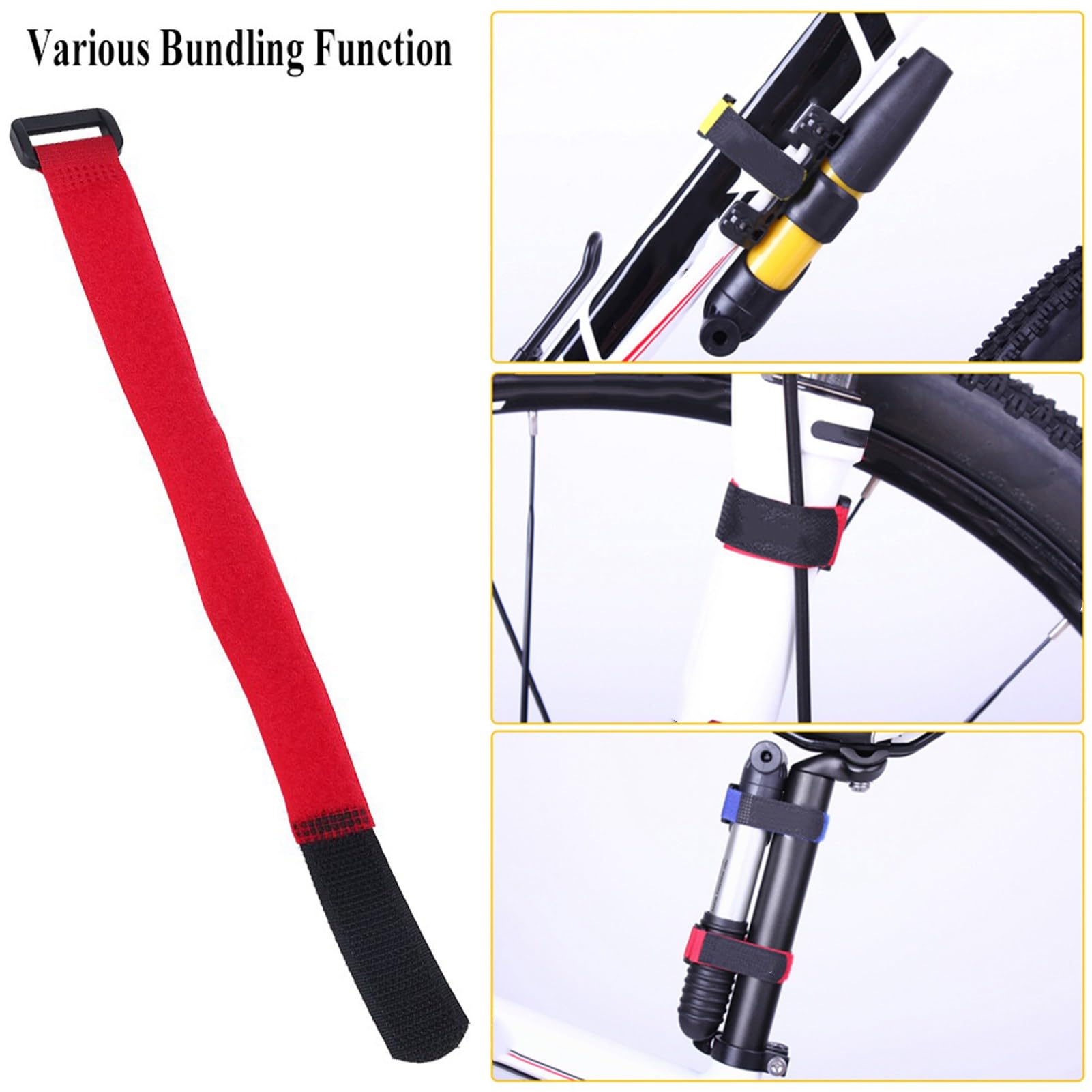 Gegong 5 Pack regolabile bici da manubrio cinghie di fissaggio in nylon bande per ciclismo accessori per equilibri in rosso nero legami per esterno (Rosso)