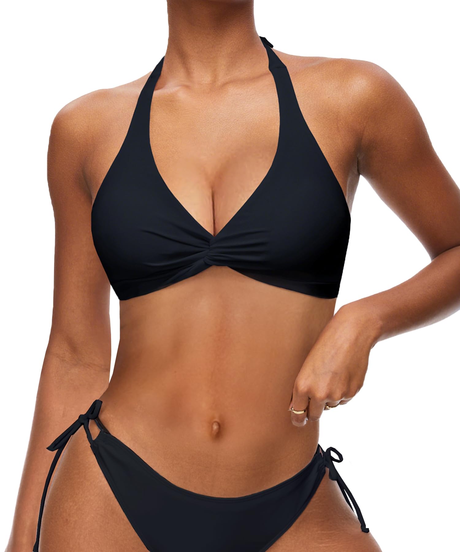 Navneet Damskie bikini, top push up, sportowe bikini trójkątne, wiązane na szyi, moda kąpielowa, wakacja