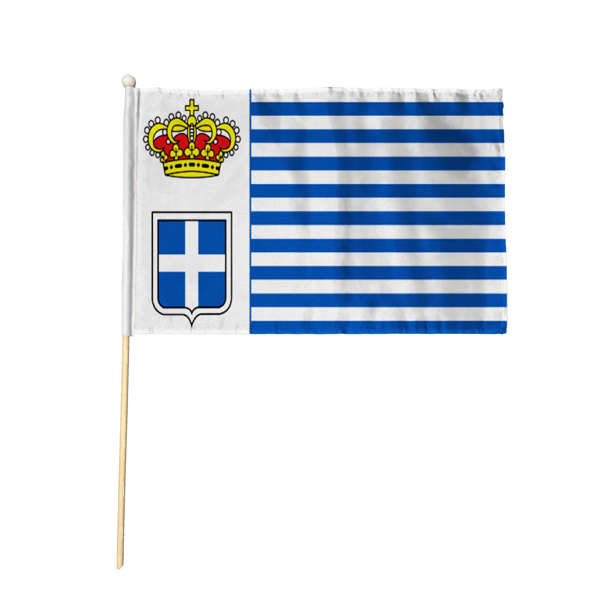 Flagtex Seborga Pack of 6 Hand Waving Flag (9x6 Inch) - Premium Wooden Stick Hand Flag 9x6 Inch Natural Wood Pole European White Blue Cross Principality Micronation Flag Events — image 1