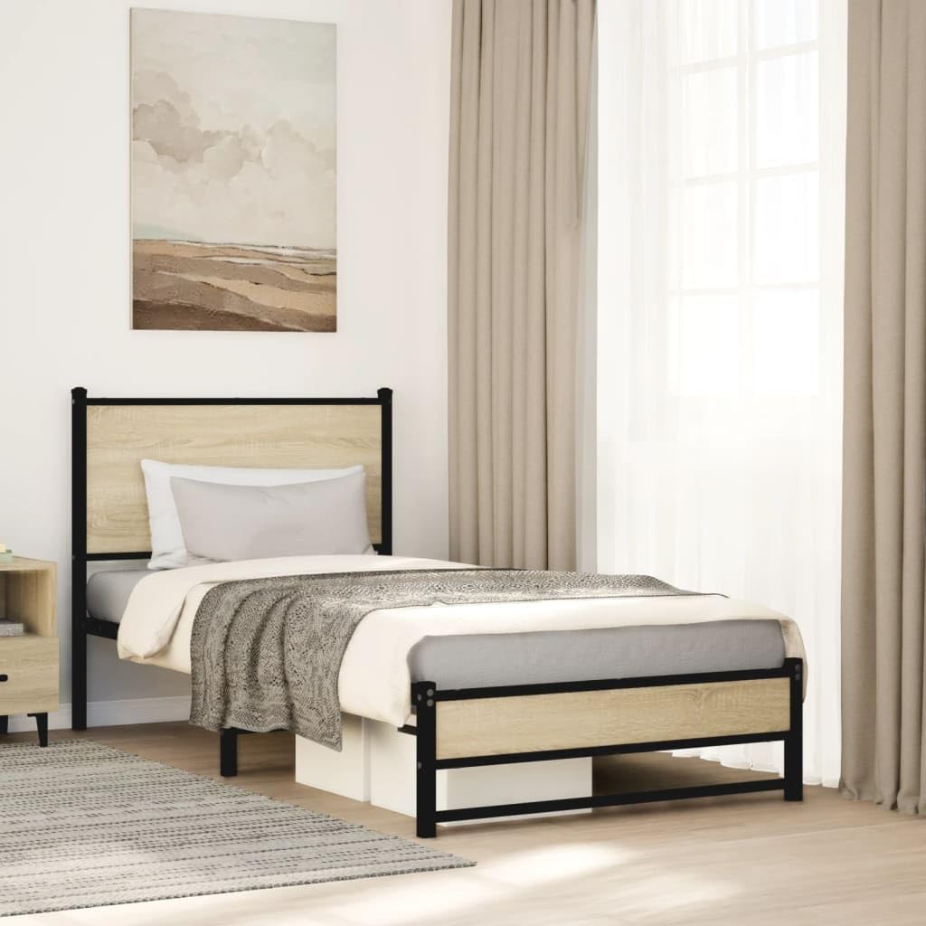 vidaXL Cadre de lit en métal sans Matelas chêne Sonoma 90x190 cm