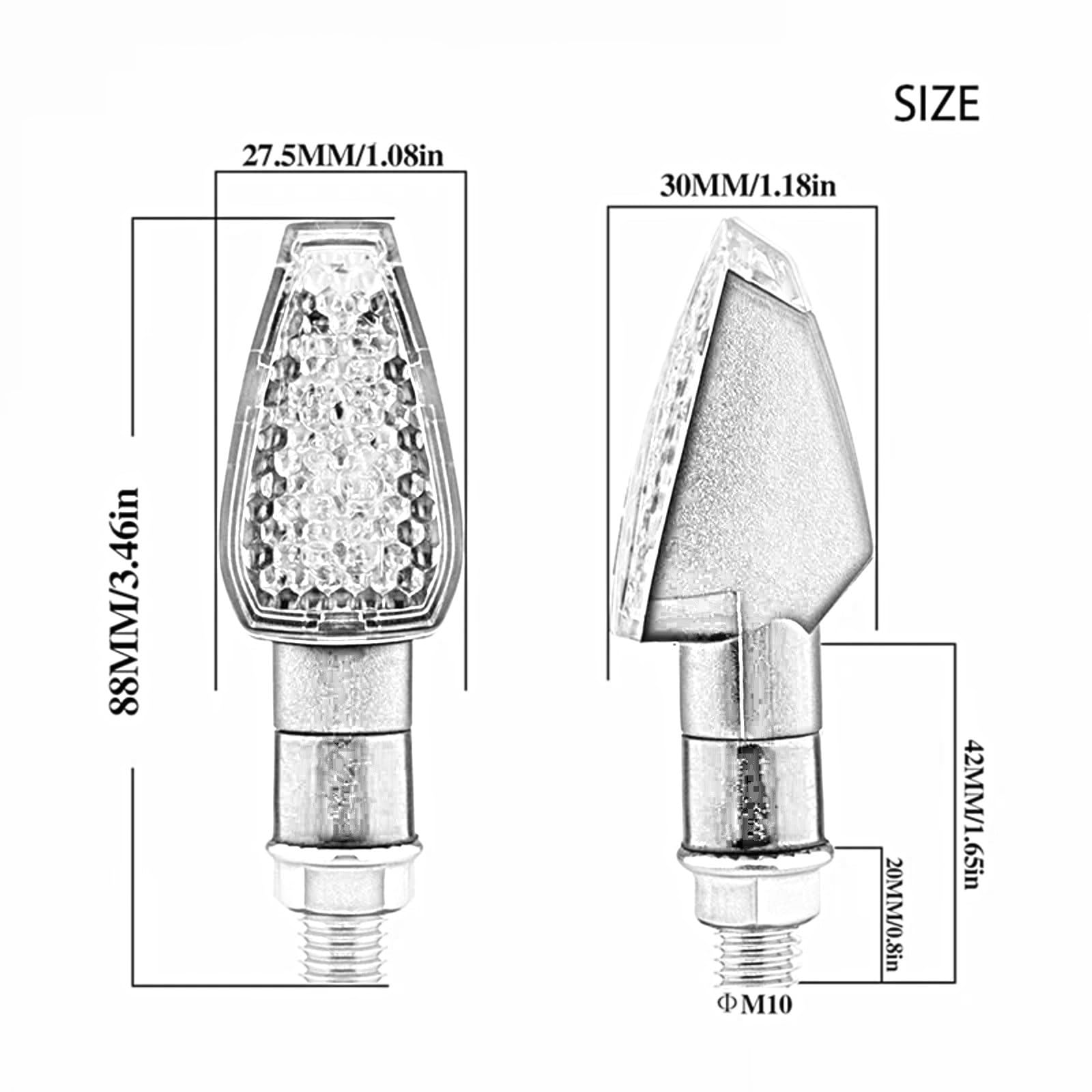 Indicador De Señales De Giro Izquierda Y Derecha Para Motocicleta, Luz Intermitente Ámbar, Lámpara Intermitente Universal, Señal De Moto De 12V Y 10mm(Clear,4pcs)