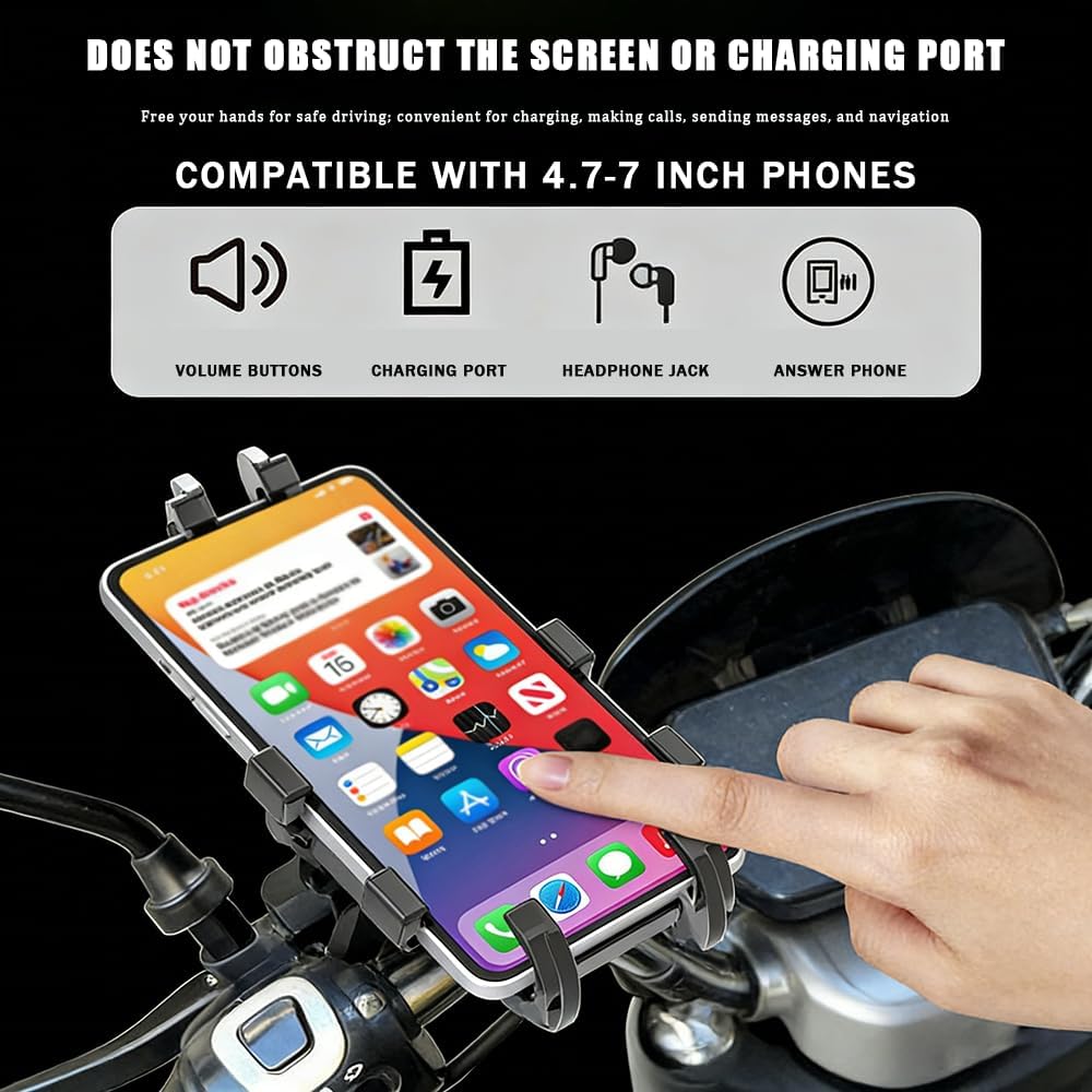 ATV Phone Holder Mount for Kayo USA Bull 300 EFI 2024–2026, Shockproof Cell Phone Holder, Adjustable Quad Phone Mount with Damper for Quad Off-Road Riding