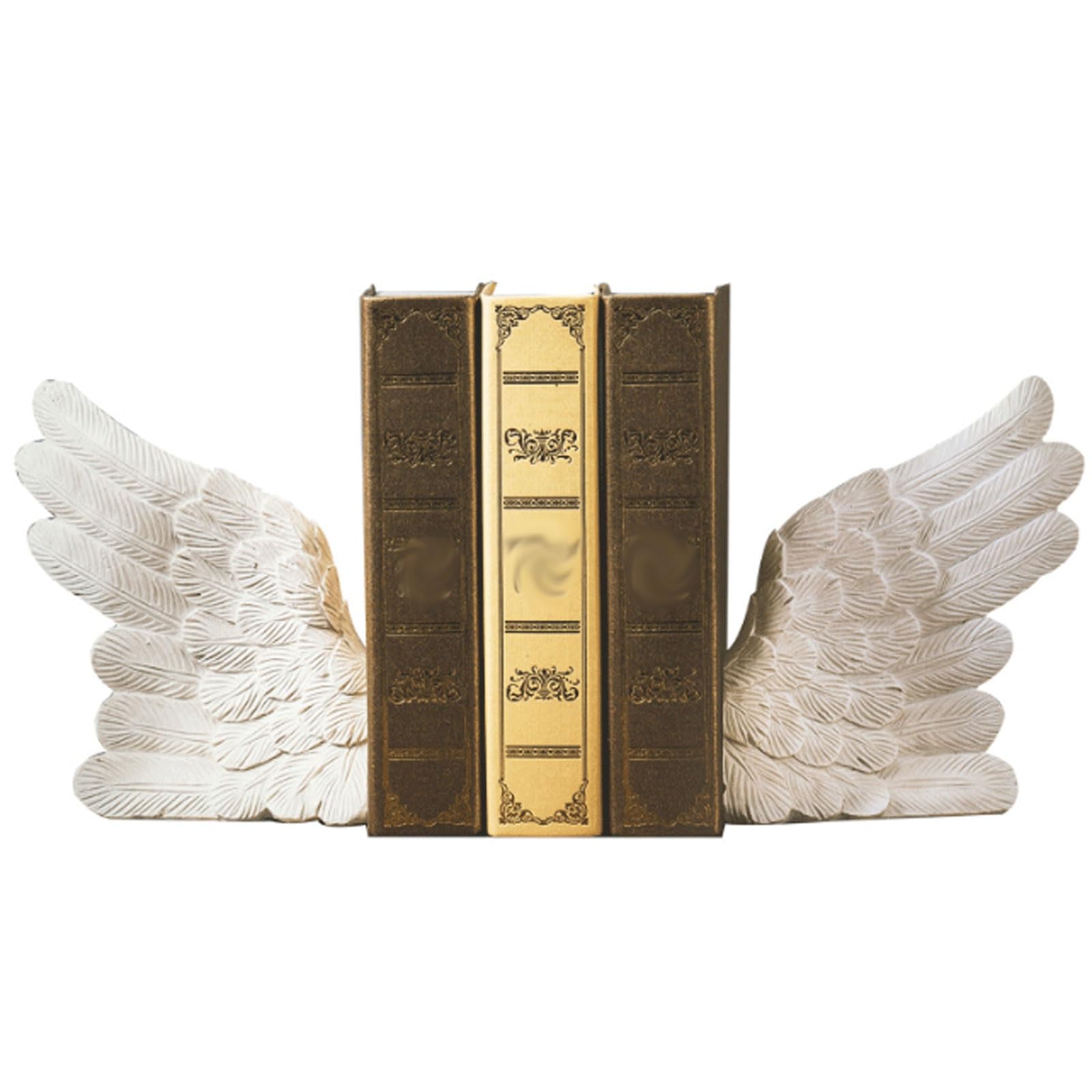 Retro Wings Resin Bookends, Creative Sculpture for Home Desktop, Study, Bookcase Decor, Vintage Wing Statue Decoration