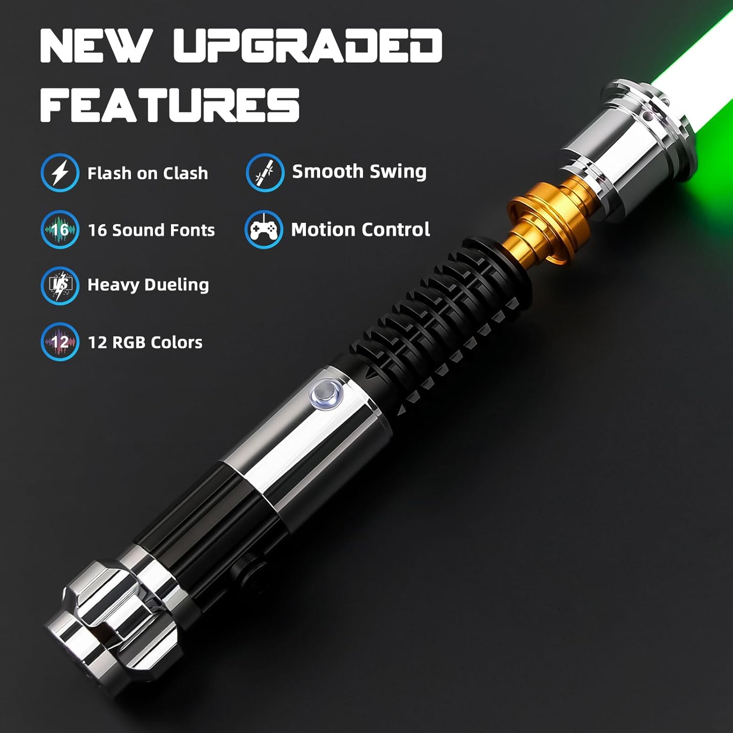 Lightsaber Dueling Light Saber with 12 RGB Colors 16 Sound Fonts and Motion Control, Force FX Lightsabers with Premium Metal Handle and Replaceable Blade, Light Sabers for Adults, Kids