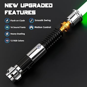 Saberforms Lightsaber Dueling Light Saber with 12 RGB Colors 16 Sound Fonts and Motion Control, Force FX Lightsabers with Premium Metal Handle and Replaceable Blade, Light Sabers for Adults, Kids