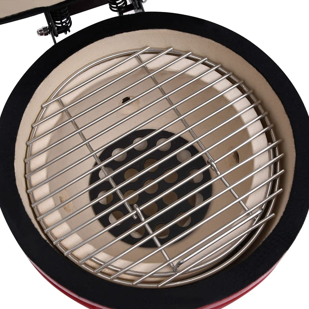 Artykuły domowe, 2 w 1 Kamado Grill Smoker Ceramiczny 56 cm Czerwony, meble garniturowe