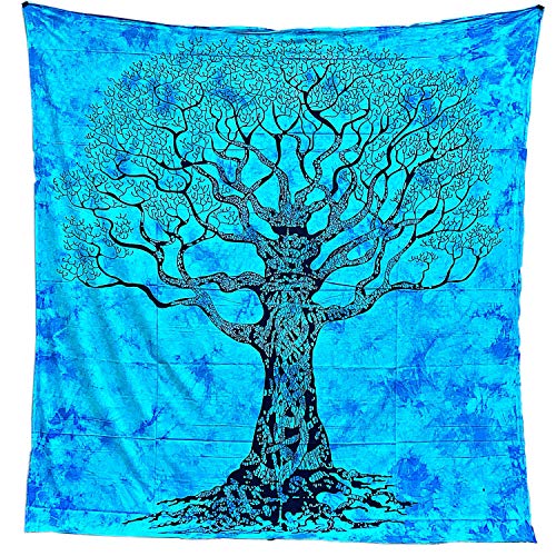 Tapiz Mandala para Pared 100% Algodón de la India de 210X240 cm. Tapices Indios de Decoración con Múltiples Aplicaciones: Cubrecama, Cubre sofá, Mantel, Pareo, Foulard, Picnic, Colcha, Toalla Playa.