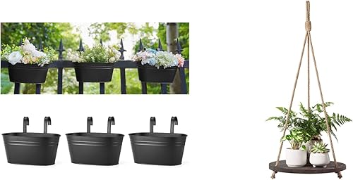 Dahey 3 macetas colgantes de hierro de metal para valla de barandilla y estante de plantas colgantes para sala de estar, dormitorio, cocina disponible en Yaxa Guatemala