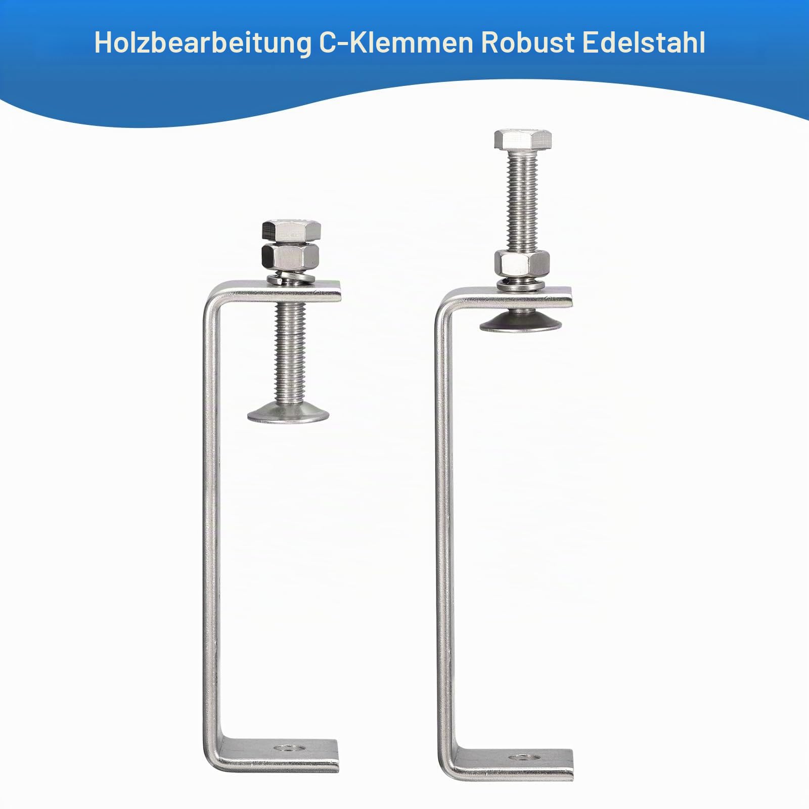 4er-Pack 304 Edelstahl C-Klemmen mit 120mm/4,72" stabiler breiter Backenöffnung Tiger-Klemme für Holzbearbeitung Schweißen Konstruktion Haushalt Halterung