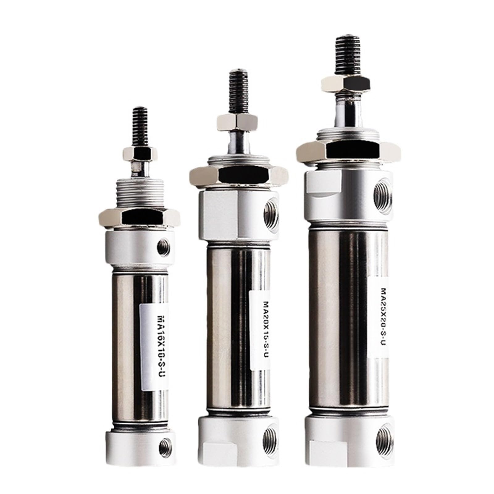 Cilindro neumático Mini de Doble Efecto de Acero Inoxidable de Extremo Redondo MA16/20-25 x 50 x 75 x 100 x 125 x 150 x 200S-U (1 Unidad)(Stroke 100mm,MA16 (Bore 16mm))