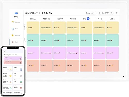 Miniatura 7 de Calendario digital de 15.6 pulgadas, calendario electrónico de tareas familiares, planificador semanal y mensual inteligente, pantalla táctil IPS de