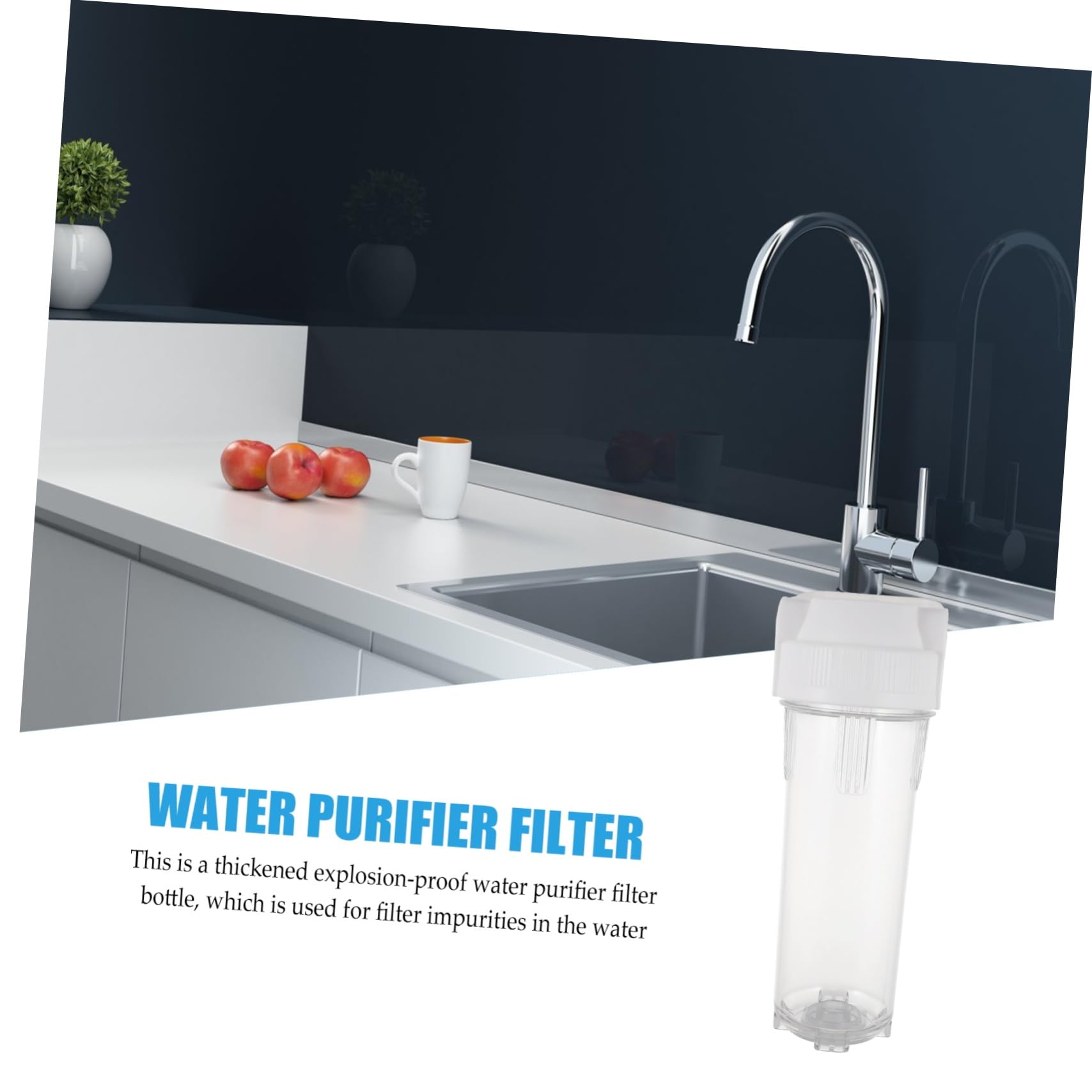 Bouteille Filtrante 10 Pouces Antidéflagrante, Filtre à Eau Maison, Installation Facile, pour Robinet Cuisine, Pet et Pp