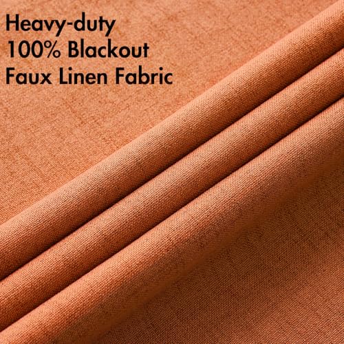 Image of MIULEE Linen Curtains for Bedroom 100% Blackout Thermal Insulated Orange Grommet Room Darkening Curtains & Drapes Fall Decor for Living Room 52 x 90 Inch (2 Panels)