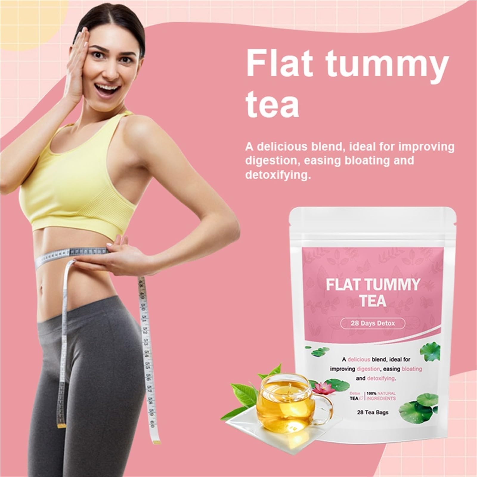 Herbata Detoksykująca W Torebkach – Naturalna Herbata Ziołowa Wspomagająca Kontrolę Wagi, Herbata Wellness Bezkofeinowa(3PCS)