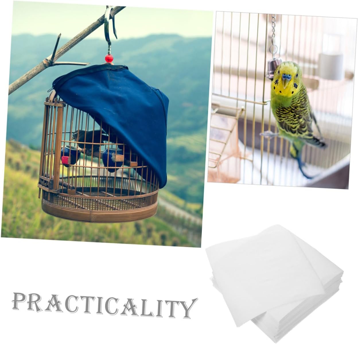 GANAZONO 300Pcs Bird Cage Liner Pads for Parrots Absorbent Cushions for Large Cages Birdcage Accessories Convenient Efficient Daily Use