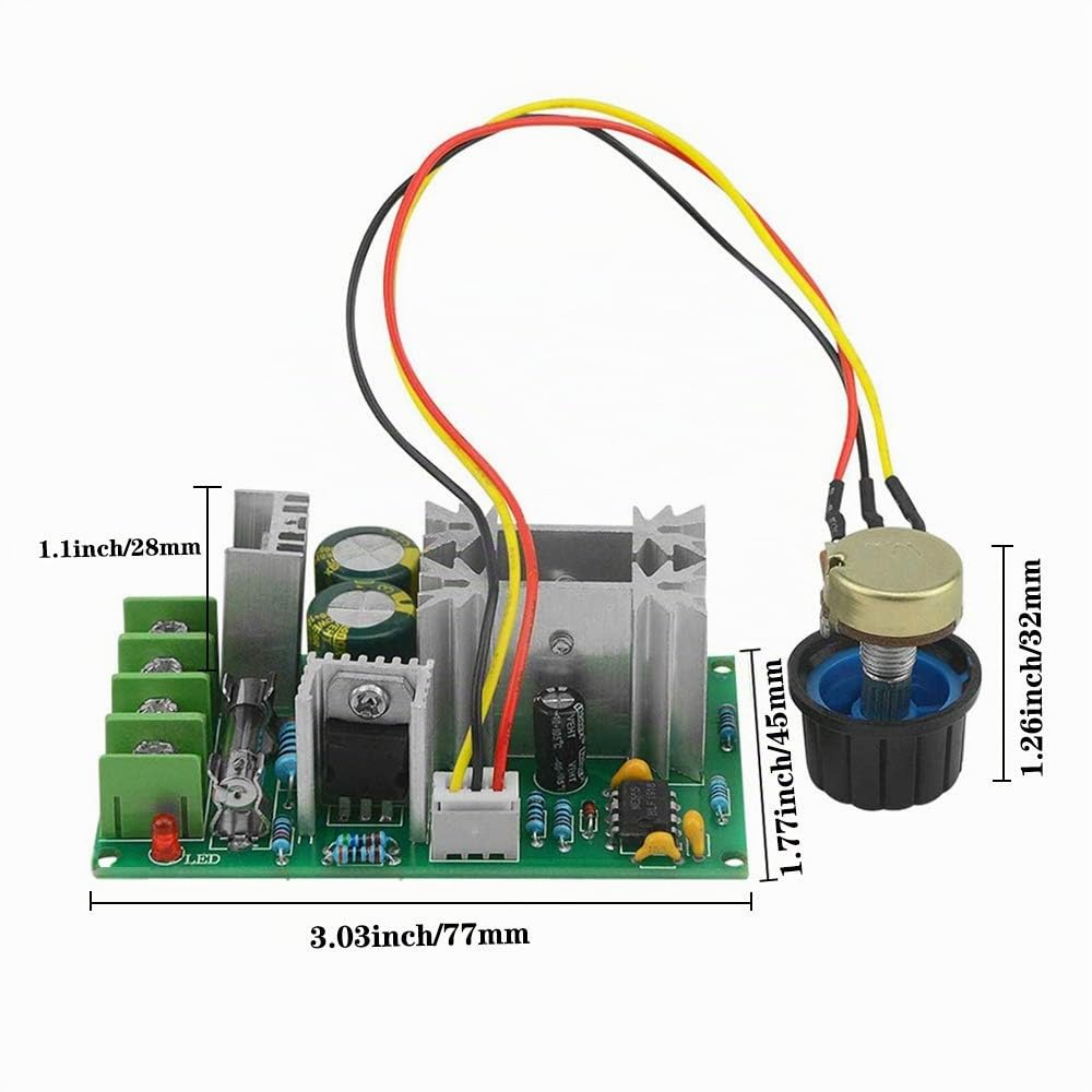 PWM - Regolatore di velocità per motore DC 12 V, 24 V, 36 V, 48 V, modulo di trasmissione ad alte prestazioni, regolatore elettronico di velocità PWM per dimmer LED ultra piccolo da 20 A