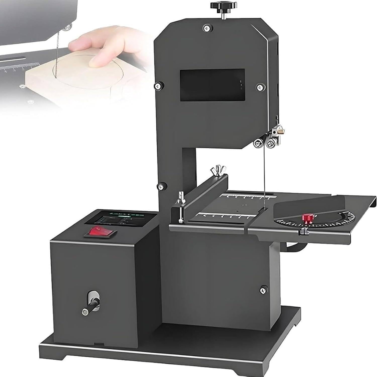 Sierra Eléctrica De Alambre para Carpintería,Máquina De Corte De,Sierra De Desplazamiento De Escritorio Pequeña con Altura De Corte De 70 Mm,ángulo Ajustable De 0 a 45°