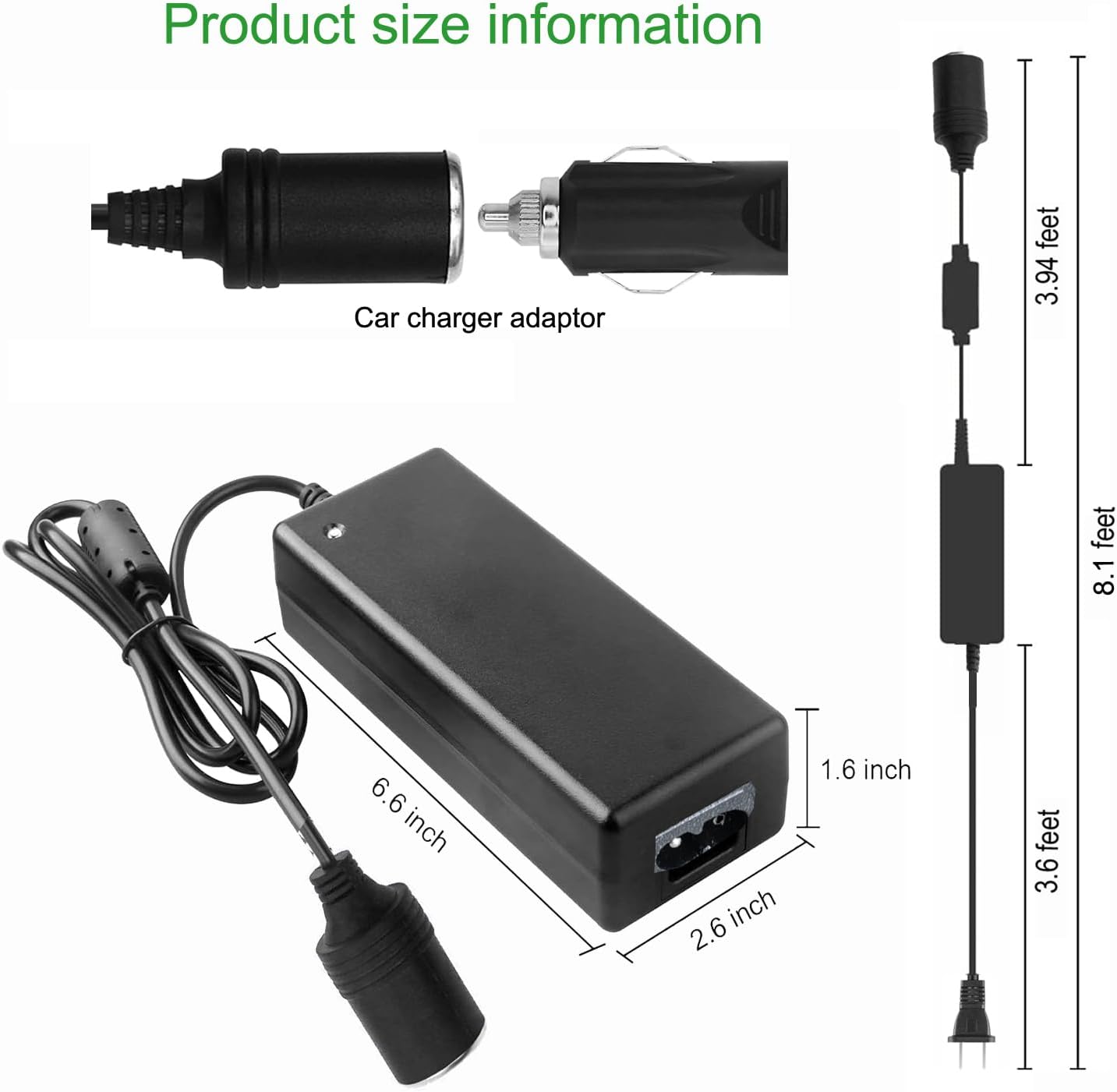 Product dimensions of the AC to DC converter