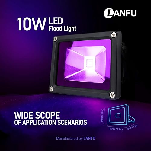 Miniatura 3 de LANFU Paquete de 2 luces LED negras de 10 W para neón fluorescente que brilla en la oscuridad, luz LED de alta potencia IP65 con enchufe para fiesta