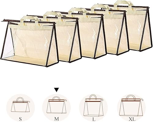 Miniatura 1 de Organizador de almacenamiento de 5 piezas para colgar bolsos, no tejido, transparente, a prueba de polvo, para el hogar, cartera, bolsa de