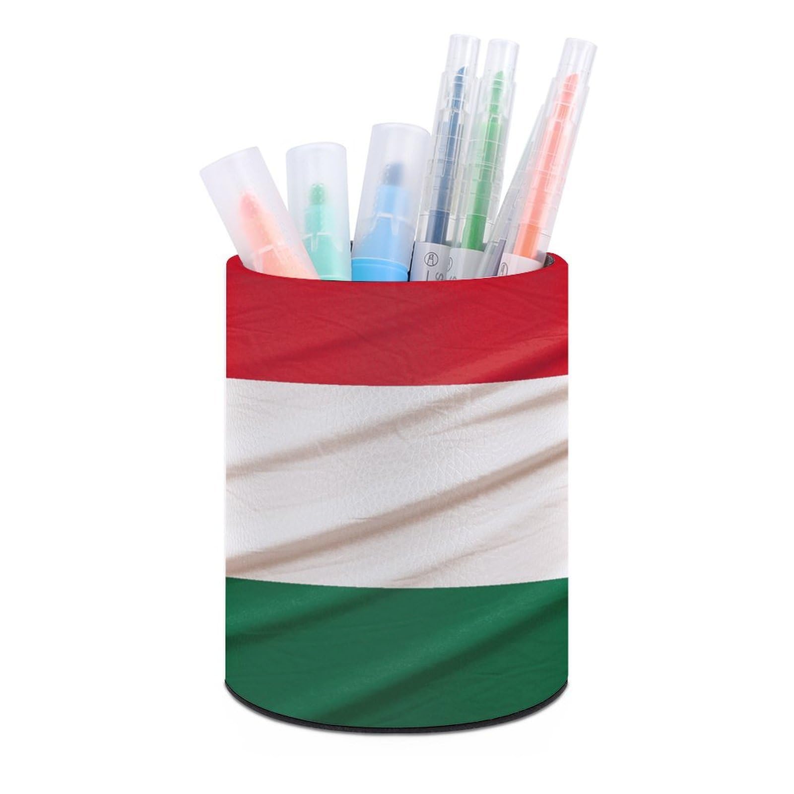 VstaDank Italy Flag Pen Holder PU Leather Pencil Cup Minimalist Desk Pencil Holder Round Make Up Brush Organizers For Office Dorm Room&Vanity Desk Accessories