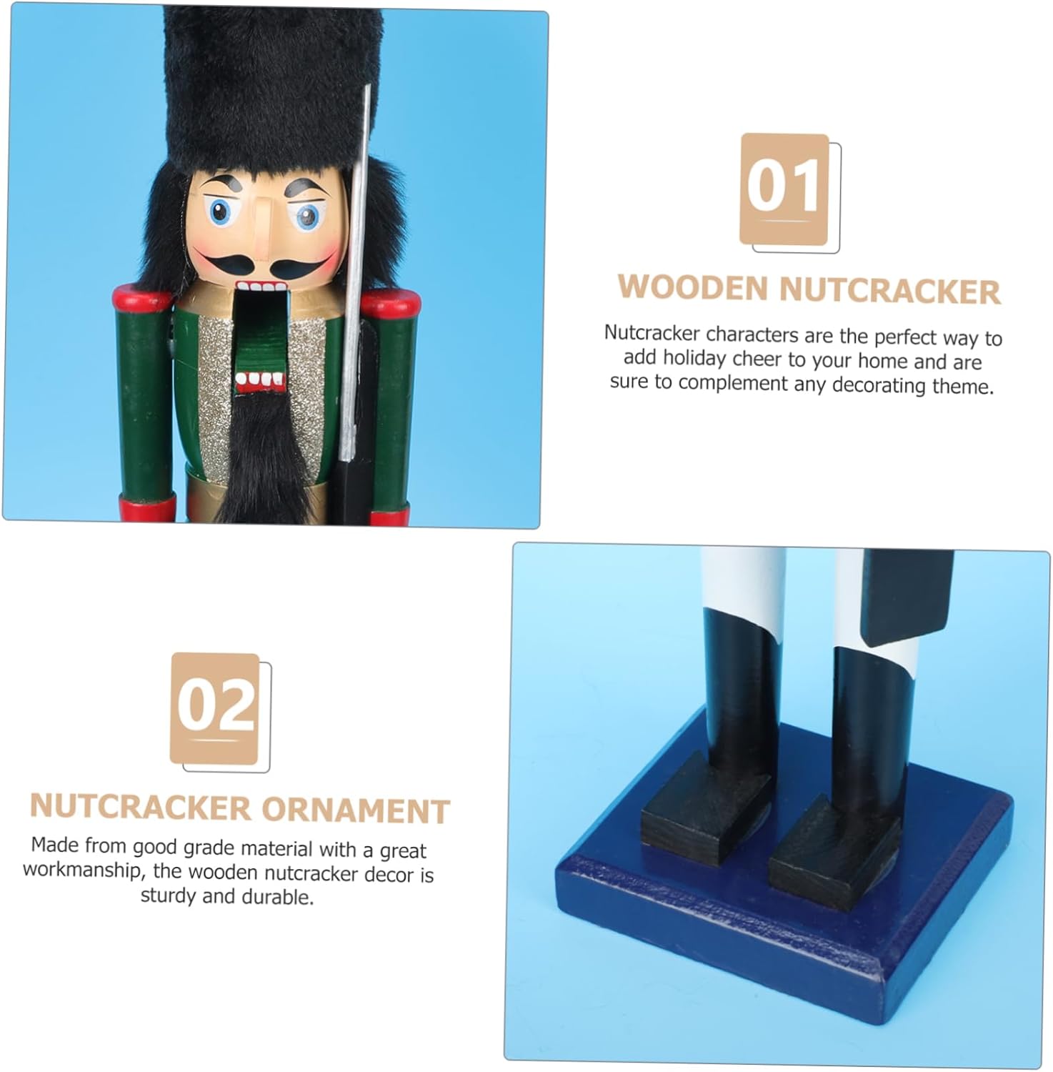 Nutcracker Soldier Wooden Decor Holiday Figure Festive Ornament for Christmas Table Party Desktop Display Unique Wedding Accessory