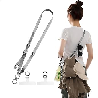 Clip and Go Phone Strap, Adjustable Stylish Crossbody Lanyard with Hat Clip and Silicone Water Bottle Buckle
