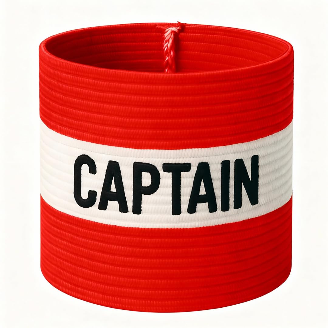 Fitness Health Football Band Soccer Captain's Armband Design Captain Band for Adult and Youth, 5 Colours Available for Multiple Sports, Elastic Arm Band for Captain (Red Adult) โ image 1