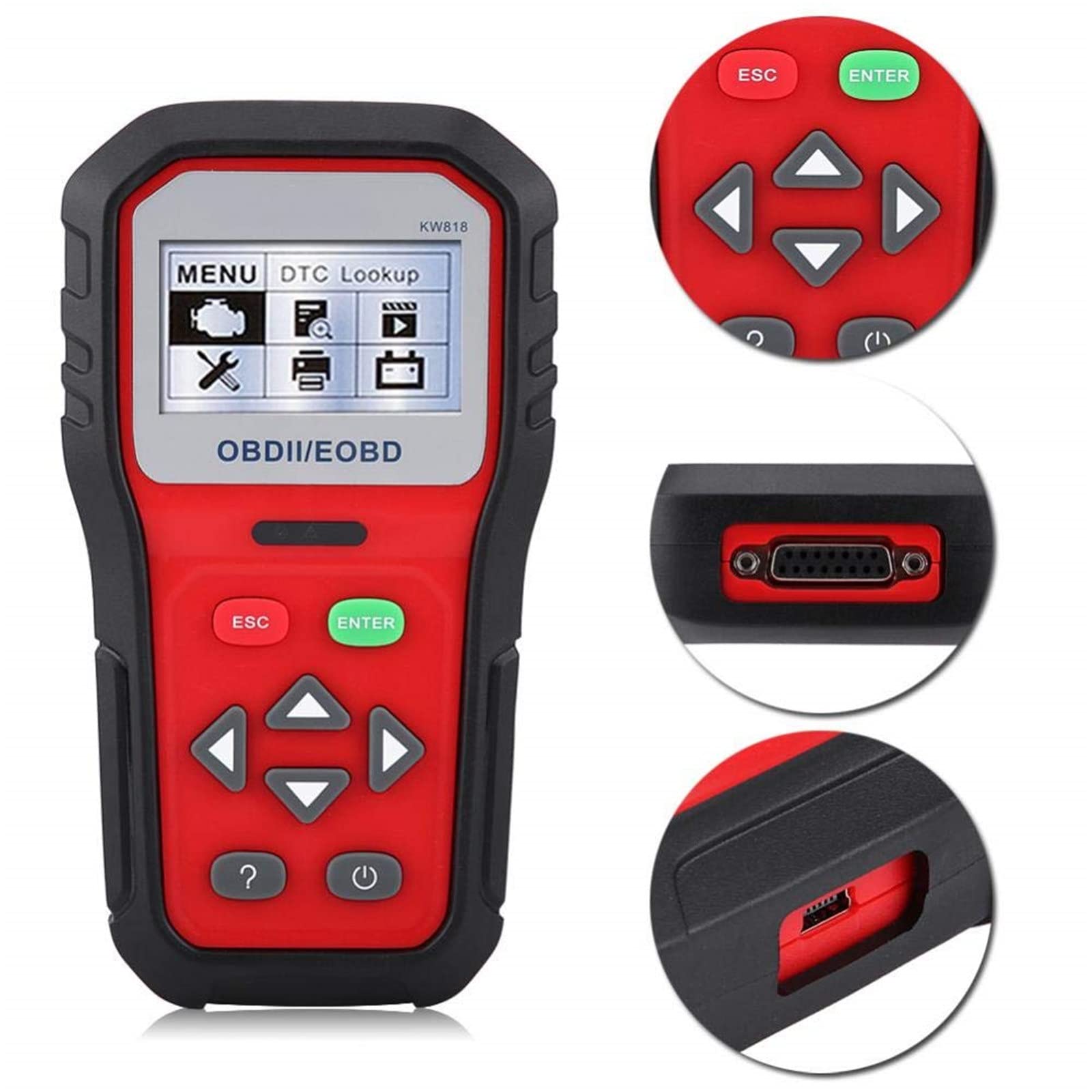 Automatyczny Tester Diagnostyczny KW818 OBD2 OBDII EOBD W Pełni Funkcjonalny Automatyczny Tester Diagnostyczny Skaner Kodów Usterek Czytnik Samochodowy Sprzęt Diagnostyczny