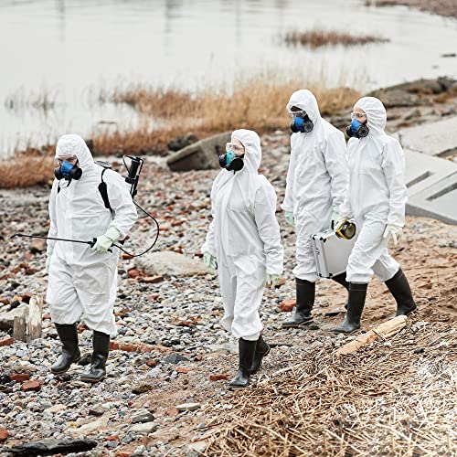 EZGOODZ White Disposable Coveralls with Hood, 4XL. 1 Pack Disposable Hazmat Suit with Elastic Wrists and Ankles. 60 GSM Microporous Painters Suit Disposable. Waterproof Disposable Painters Coveralls - Thumbnail 7