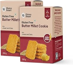 Lo! Foods Gluten Free Cookies | Butter Millet Cookies Healthy Millet Biscuit | Sugar Free Biscuits No Maida Biscuits 200g x 2