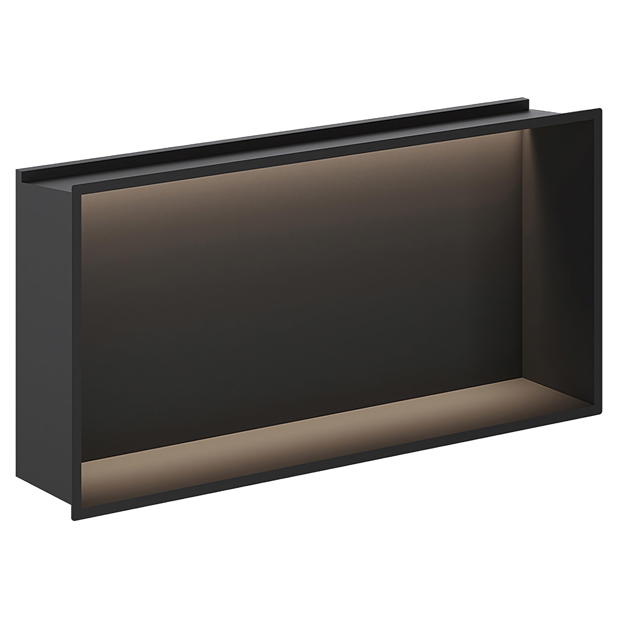 Valve Kings Matt Black Stainless Steel LED Shower Niche 600 x 300mm Rectangle Pre-Built Illuminated Wetroom Shower Shelving 100% Waterproof Easy Installation