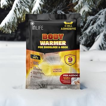 InLife Super Warmer with Adhesive Backing for Shoulder & Body | All Natural & Safe, Instant Quick Heat, Easy & Comfort | Bigger & Wider Size, Air Activated, Stable & Long-Lasting | Odorless, 20 Packs