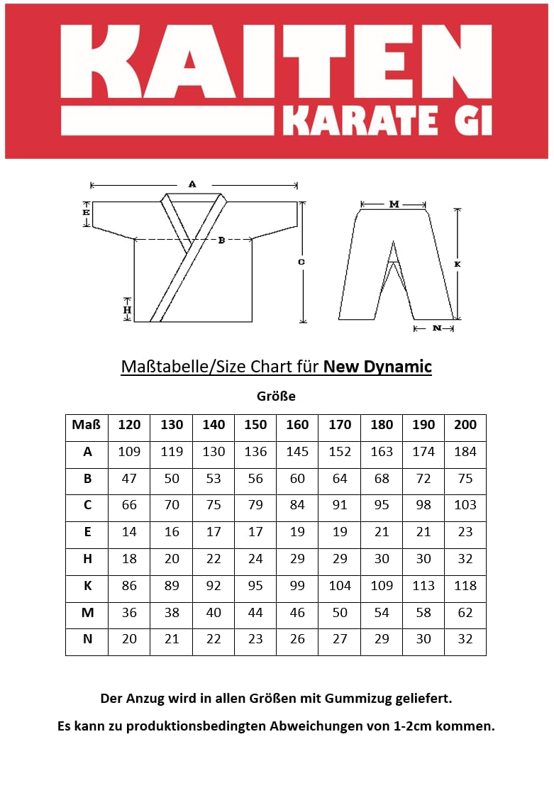KAITEN Kumite New Dynamic Kimono de karaté avec élastique Blanc 8 oz