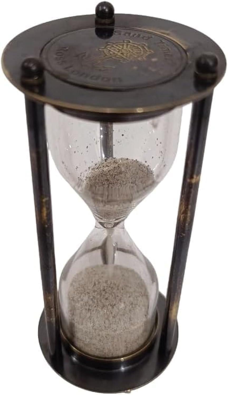 Black Antique Brass 1 Minute Sand Timer | Black sandtimer with White Sand | 5x5x9 cm | Sandtimer for Home & Kitchen | Office Table | Kids | Best Hourglass for Gift (Pack of 1).