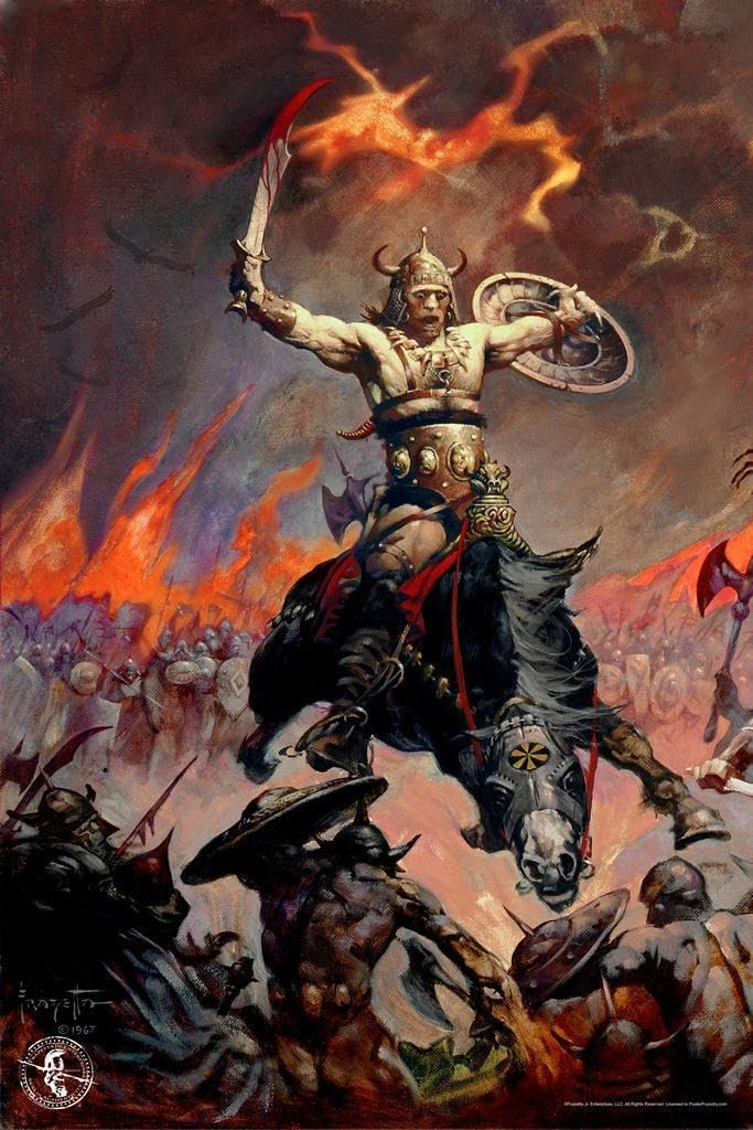 Viking Poster Gothic Fantasy Wall Art The Berserker by Frank Frazetta Cool Wall Art Print Poster 24x36