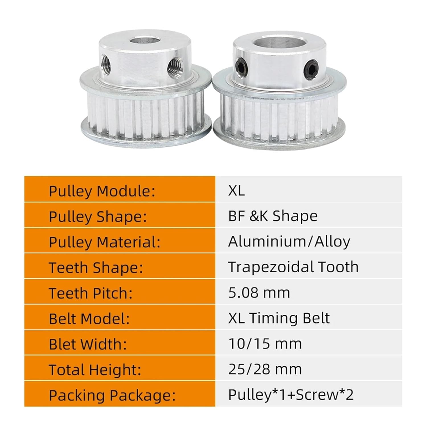 XL23T Belt Pulley Pitch 5.08 Mm Trapezoidal Tooth Alloy Aluminum 10/15 Width Timing 23Teeth for Sepper Motor(10x3x1.4 mm)