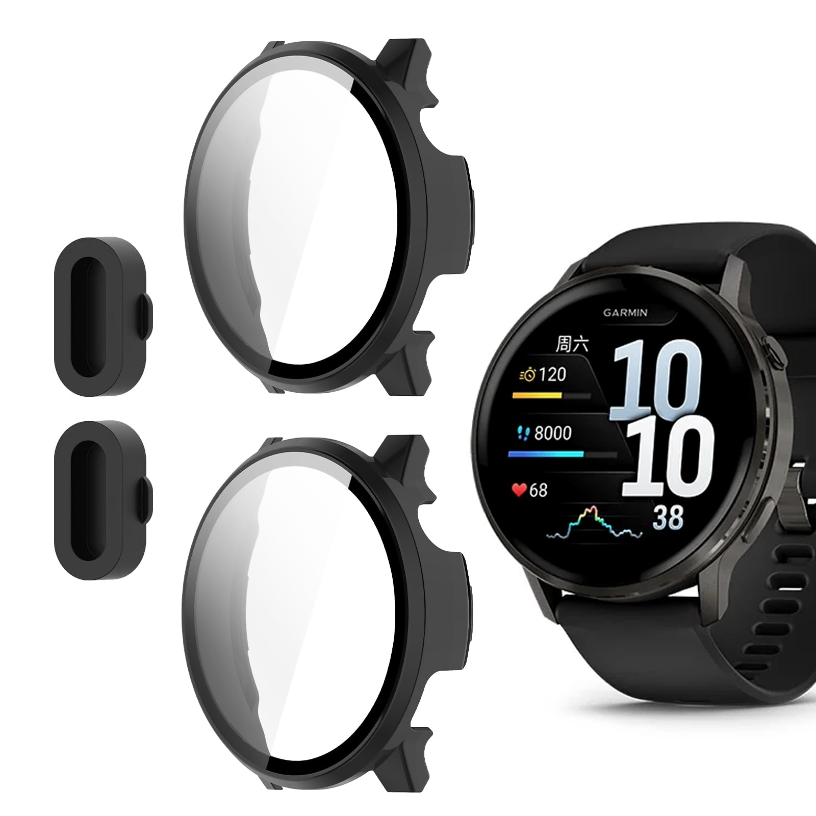 Photo 1 of 2 Pack for Garmin Venu 4 45mm Smartwatch Screen Protector Case Dust Plug