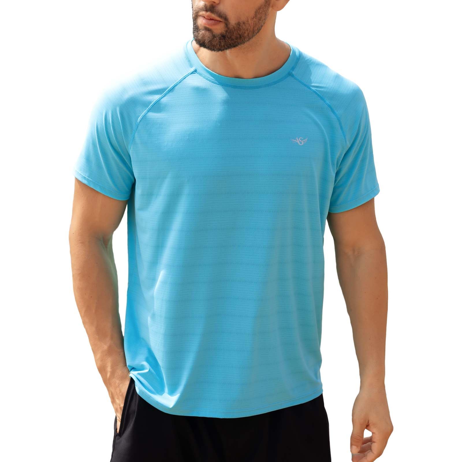Men's Rash Guard Swim Shirts UPF 50+ Short Sleeve Fishing Quick Dry Beach-Recommended Larger one