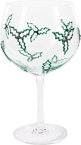 Miniatura 7 de Pavilion Gift Company Feliz Navidad - Acebo y bayas - Copa de vino pintada a mano (24 oz)