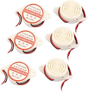 Aexit 6Pcs DC3V-24V Security & Surveillance Miniature Continuous Sound Electronic Alarm Horns & Sirens Buzzer Beige